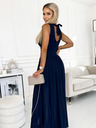 numoco Дълга рокля с деколте и вратовръзка - тъмно синя Numoco JUSTINE