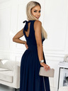 numoco Дълга рокля с деколте и вратовръзка - тъмно синя Numoco JUSTINE
