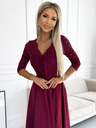 numoco Елегантна дълга макси рокля с дантелено деколте - бордо Numoco AMBER