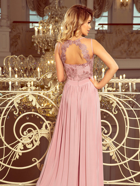 numoco Дълга рокля с бродирано деколте - туфа Numoco LEA