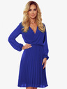 numoco Плисирана рокля с дълъг ръкав и сладко деколте - синя Numoco ISABELLE