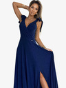 numoco Дълга рокля с деколте и връзки на раменете - тъмносиня с брокат Numoco ELENA