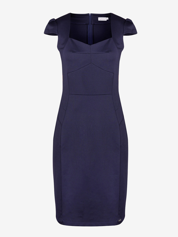 numoco Елегантна миди рокля с красиво деколте - тъмно синя Numoco NICOLLE