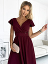 numoco Рокля с деколте и къси ръкави - бургундско Numoco MATILDE