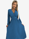 numoco Плисирана миди рокля с деколте, дълги ръкави и широк колан Numoco VIVIANA
