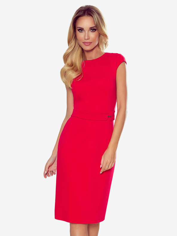 numoco Елегантна миди рокля с колан - червена Numoco TAMARA