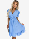 numoco Рокля с волан, деколте и връзка - светлосиня Numoco CORNELIA