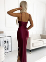 numoco Дълга сатенена рокля с разкрояване на крачолите - бургундско Numoco DIANE