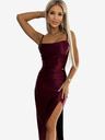 numoco Дълга сатенена рокля с разкрояване на крачолите - бургундско Numoco DIANE