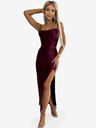 numoco Дълга сатенена рокля с разкрояване на крачолите - бургундско Numoco DIANE