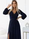numoco Блестяща дълга рокля с дълги ръкави - тъмно синя Numoco NELA