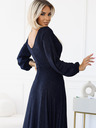 numoco Блестяща дълга рокля с дълги ръкави - тъмно синя Numoco NELA