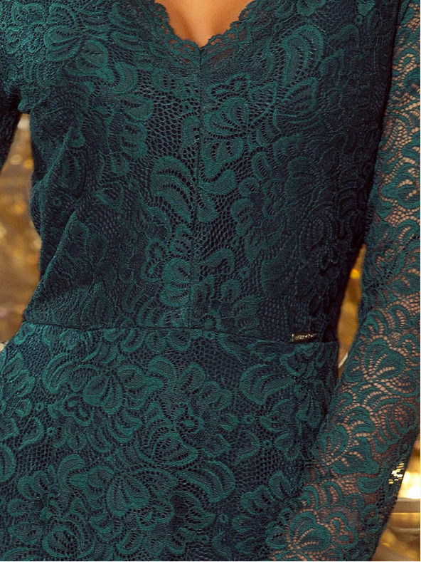 numoco Дантелена рокля с деколте - зелено Numoco