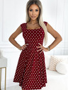 numoco Памучна рокля с ромбовидно деколте - бордо с точки Numoco STELLA