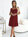 numoco Памучна рокля с ромбовидно деколте - бордо с точки Numoco STELLA