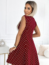 numoco Памучна рокля с ромбовидно деколте - бордо с точки Numoco STELLA