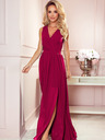 numoco Дълга рокля с деколте и връзки - бургундско Numoco JUSTINE