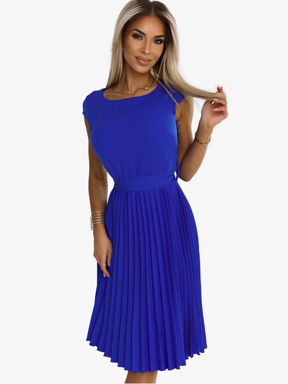 numoco Плисирана рокля с къс ръкав - синя Numoco LILA