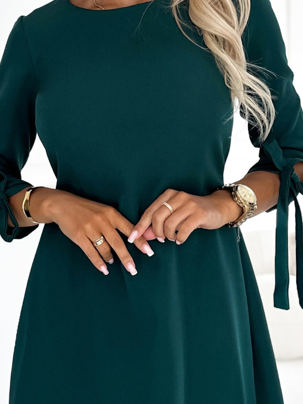 numoco Рокля с трапец и панделки - зелена Numoco ALICE