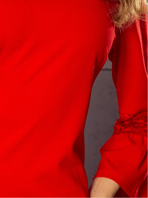 numoco Рокля с дантелени ръкави - червена Numoco MARGARET