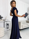 numoco Дълга блестяща рокля с деколте - тъмно синя Numoco CRYSTAL
