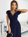 numoco Дълга блестяща рокля с деколте - тъмно синя Numoco CRYSTAL
