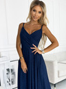 numoco Елегантна макси рокля без презрамки - тъмносиня с брокат Numoco CHIARA
