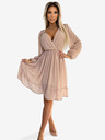 numoco Шифонена миди рокля с дълги ръкави и деколте - бежова Numoco MILA
