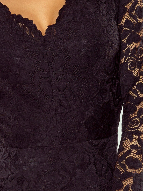 numoco Рокля с дантелено деколте - черна Numoco