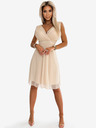 numoco Елегантна рокля от тюл с деколте и панделка - бежова Numoco CELESTINA