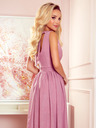 numoco Дълга рокля с деколте и връзка - прахово розово с брокат Numoco JUSTINE
