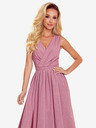 numoco Дълга рокля с деколте и връзка - прахово розово с брокат Numoco JUSTINE