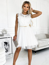 numoco Рокля с дантела и златен колан - бяла Numoco GRETA