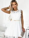numoco Рокля с дантела и златен колан - бяла Numoco GRETA