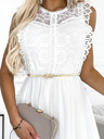 numoco Рокля с дантела и златен колан - бяла Numoco GRETA