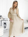 numoco Рокля с колан и деколте - бежова Numoco KLARA