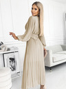 numoco Рокля с колан и деколте - бежова Numoco KLARA