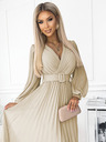 numoco Рокля с колан и деколте - бежова Numoco KLARA