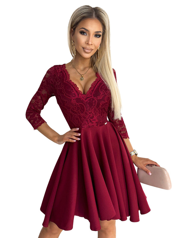 numoco Рокля с по-дълъг гръб и деколте - бордо Numoco NICOLLE