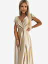 numoco Дълга сатенена рокля с деколте - златиста Numoco CRYSTAL