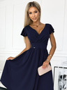 numoco Рокля с деколте с къс ръкав - тъмно синя Numoco MATILDE