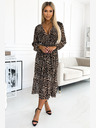 numoco По-дълга рокля от шифон с деколте, волани и колан - леопардов принт Numoco WILD