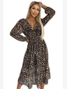 numoco По-дълга рокля от шифон с деколте, волани и колан - леопардов принт Numoco WILD