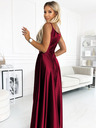 numoco Елегантна макси рокля без презрамки от сатен - бургундско Numoco CHIARA