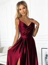 numoco Елегантна макси рокля без презрамки от сатен - бургундско Numoco CHIARA