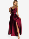 numoco Елегантна макси рокля без презрамки от сатен - бургундско Numoco CHIARA