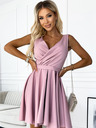 numoco Рокля с по-дълъг гръб, деколте и колан - мръсно розово Numoco MAYA
