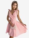 numoco Дамска рокля със сладко деколте и панделки - прахово розово Numoco ROSALIA