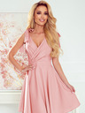 numoco Дамска рокля със сладко деколте и панделки - прахово розово Numoco ROSALIA
