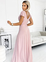 numoco Блестяща дълга рокля с деколте - мръсно розово Numoco CRYSTAL